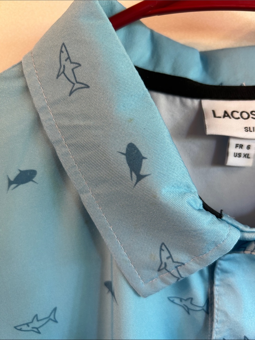 Lacoste Men’s Light Blue Polo with Mini Shark Print - Picture 4 of 8